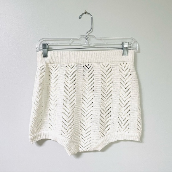 Rehab Lab Knit Tank Top Shorts Set L Two Piece Cropped Off-White Crochet Lounge - Picture 8 of 9